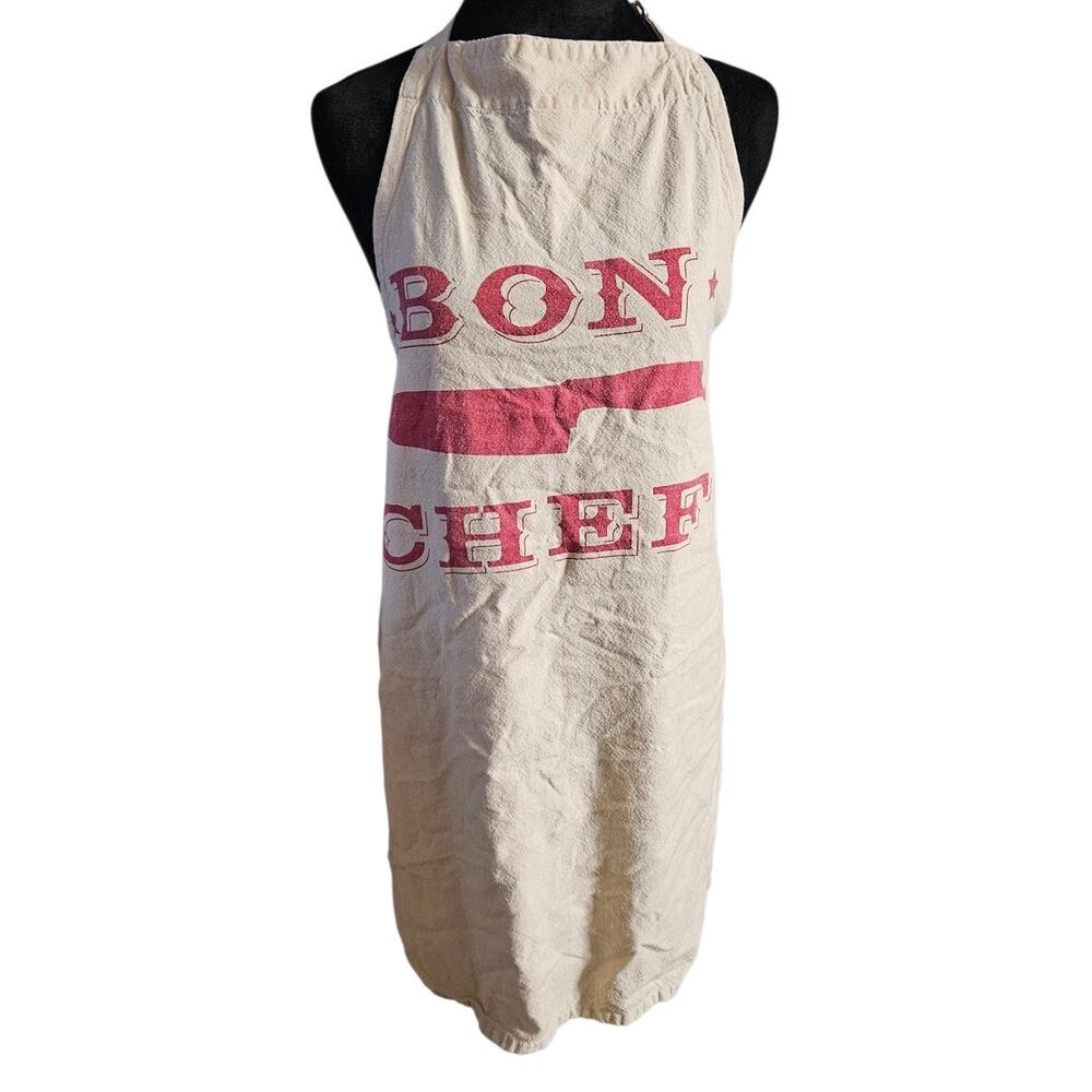 Shiraleah Beige Red Parisian Style Bon Chef Apron
